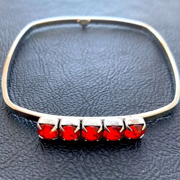 Joomi Lim Handmade Bracelet - Silver & Red Crystal Square Bangle - Picture 3 of 8